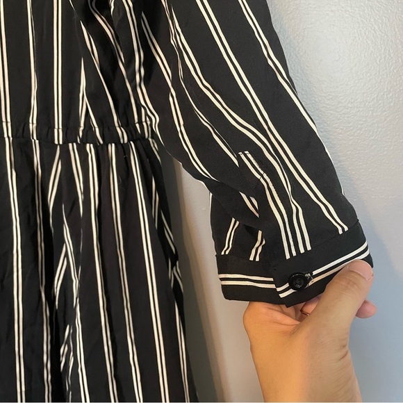 Torrid | Navy & White Stripe Georgette Midi Button Up Shirt Dress sz O - Picture 9 of 13